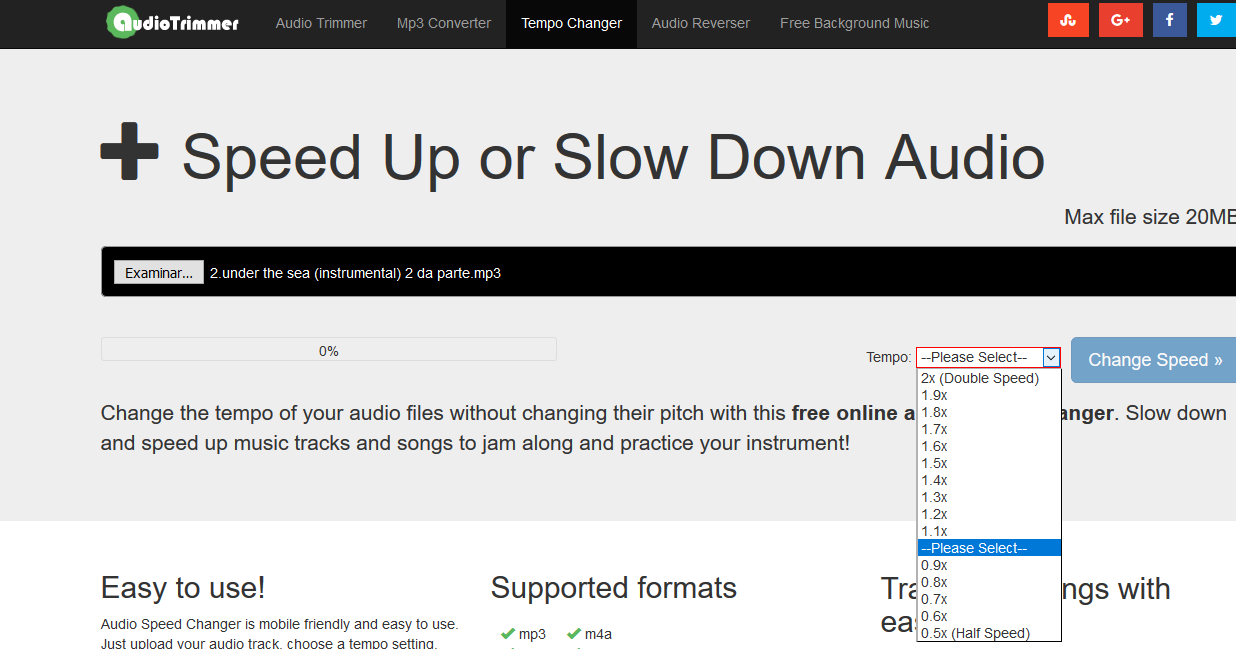 Programas en línea para cambiar la velocidad de 